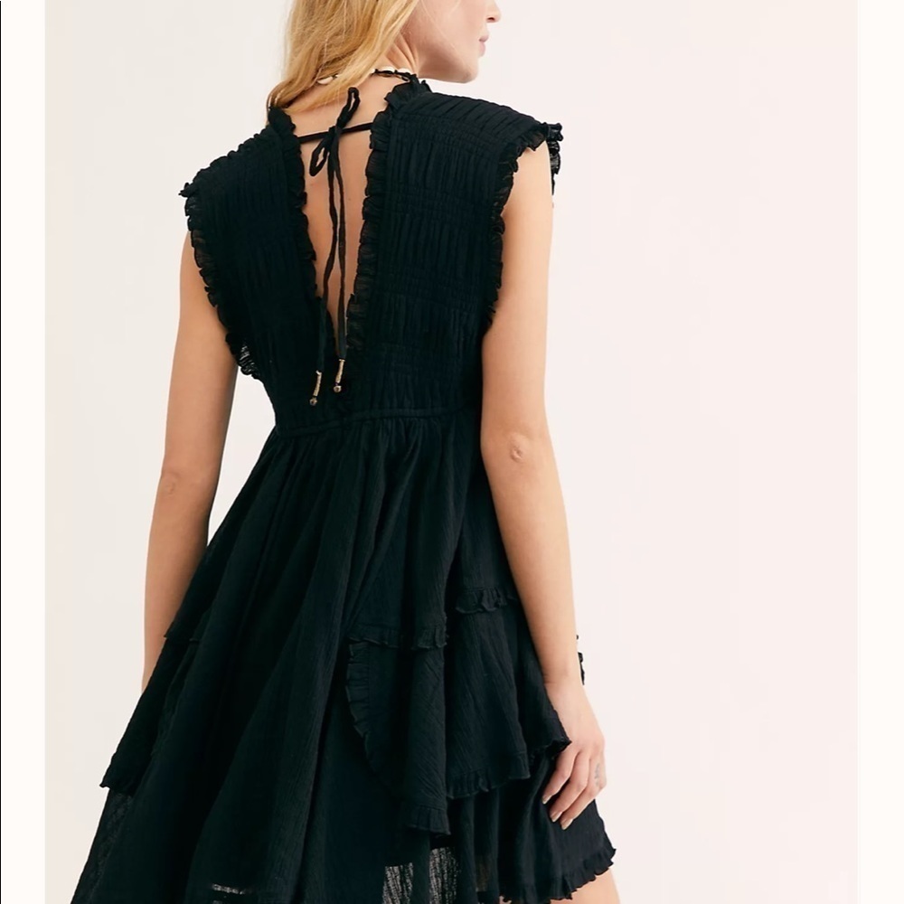 NEW Free People Antoinette Lined Fit and Flare Cotton Black S Mini Dress - Picture 9 of 16